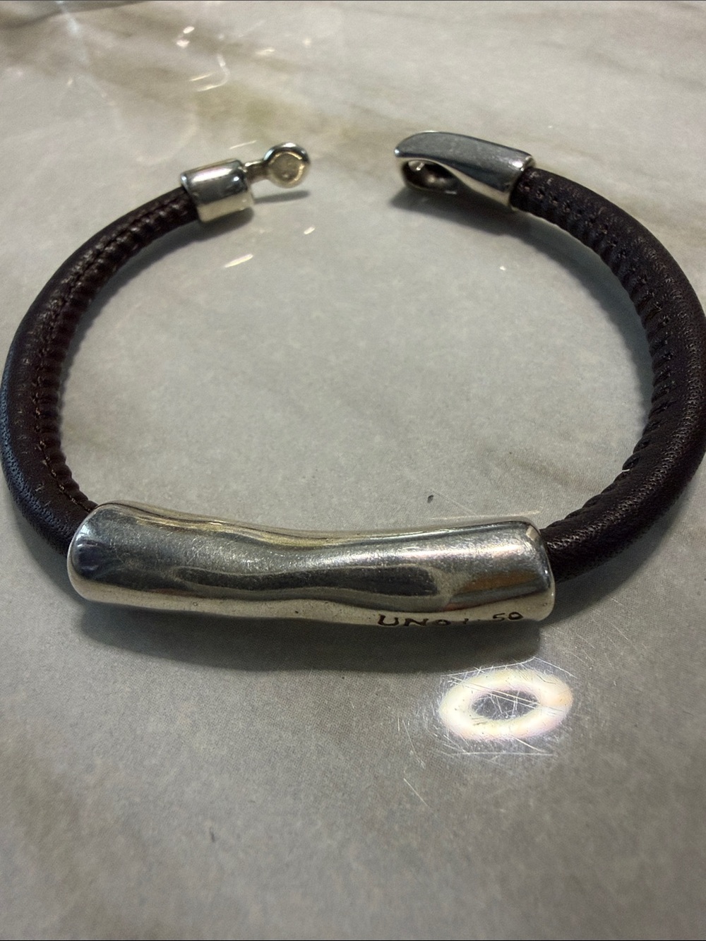 UNO de 50 Black Leather Bracelet. (M,L,XL)